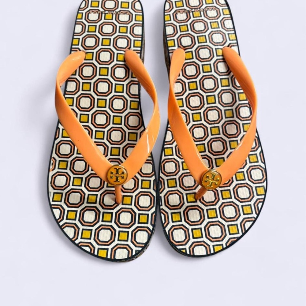 Tory Burch Geometric Orange Sandals